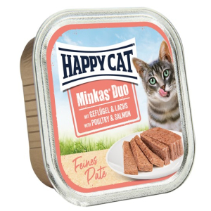 Happy Cat Geflügel & Lachs Paté Мясной паштет из фермерской птицы и атлантического лосося для кошек, 100 гр