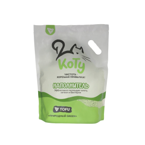 КОТУ TOFU Наполнитель комкующийся для кошачьего туалета (природный GREEN), 10л