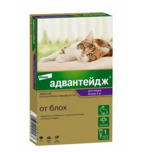 Адвантейдж Капли на холку от блох для кошек более 4 кг, 1пип