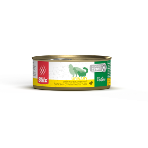 Blitz Cat Vetline Urinary консервы для кошек при мочекаменной болезни струвитного типа, индейка 100гр