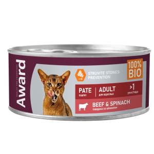 Award Cat Паштет для взрослых кошек (Говядина со шпинатом)