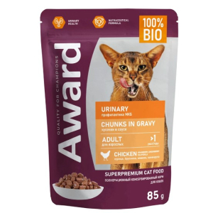 Award Cat Urinary для профилактики мочекаменной болезни у взрослых кошек (Курица в соусе)