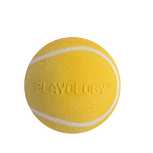 Playology жевательный мяч SQUEAKY CHEW BALL для собак средних и крупных пород с пищалкой и с ароматом курицы, цвет желтый,8 см