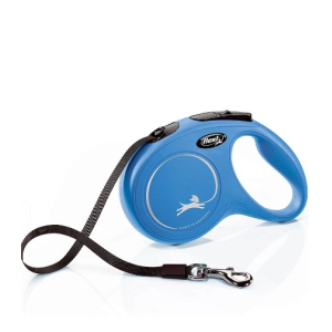 Flexi Поводок-рулетка "New CLASSIC"  синяя,(М), лента,5м