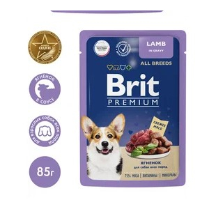 Brit Premium Пауч для взрослых собак всех пород (Ягненок в соусе)