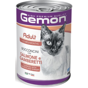 Gemon Cat Adult Salmon/Shrimps  для кошек кусочки с лососем и креветками ,415г