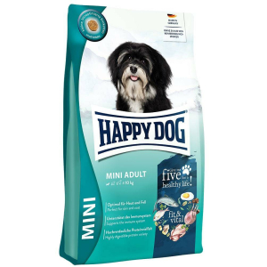 Happy Dog Корм сухой для взрослых собак миниатюрных пород (птица, лосось, рыба, ягненок), 10кг