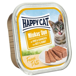 Happy Cat Rind & Kaninchen Paté Мясной паштет из альпийской говядины и домашнего кролика для кошек, 100 гр