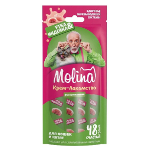 Molina Крем-Лакомство с уткой и индейкой для кошек Здоровье мочевыводящей системы, 48г