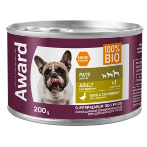 Award Dog Паштет для взрослых собак (Утка с брусникой), 200гр