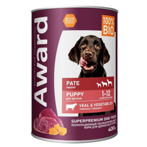 Award Puppy Паштет для щенков от 1 месяца (Телятина с овощами), 400гр
