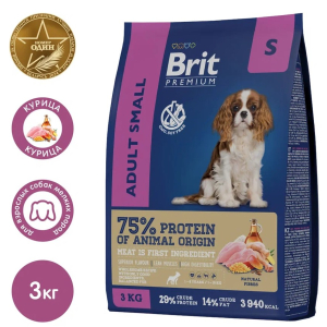 Brit Premium Корм сухой для собак мелких пород (курица), 3кг