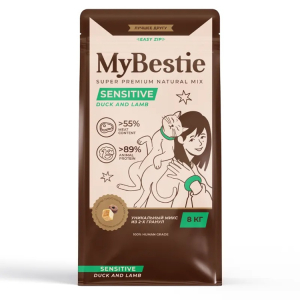 MyBestie Sensitive сухой корм для кошек с чувствительным пищеварением (утка, ягненок) 8кг