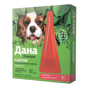 Дана Ультра капли от блох и клещей для собак и щенков 5-10кг, 0,8мл