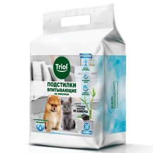 Triol Подстилки впитывающие с угольным фильтром на липучках, 600*600мм серия HYGIENE (уп.12шт.)