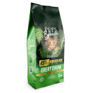 Pet's Brunch Great Chunk Cat сухой корм для кошек крупных пород с говядиной 2кг