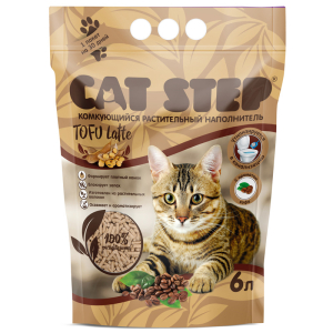 Cat Step Tofu Latte наполнитель растительный комкующийся 6л (2,7кг)