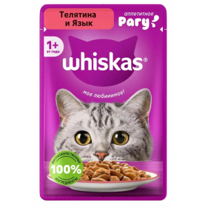 Whiskas влажный корм для кошек (рагу телятина/язык) 75г