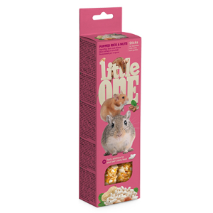 Little One Палочки для хомяков, крыс, мышей и песчанок с возд.рисом и орехами2*55г