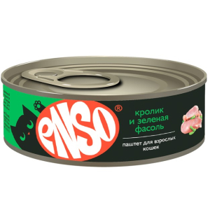 Enso консерва для кошек, паштет с кроликом и зеленой фасолью, 100г