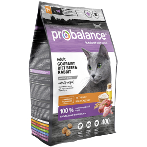 ProBalance Gourmet Diet сухой корм для кошек с говядиной и кроликом,400г