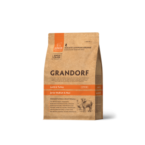 Grandorf Junior Корм сухой гипоаллергенный для щенков средних и крупных пород с 4 месяцев (ягненок, индейка), 1кг