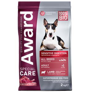 Сухой корм AWARD SPECIAL CARE Sensitive Digestion для взрослых собак всех пород с чувствительным пищеварением со свежим мясом ягненка  2кг