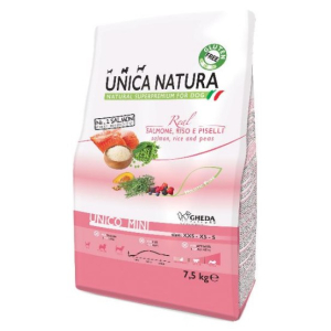 Unica Natura сух. корм 7,5кг д/собак мелких пород, с лососем, рисом и горохом