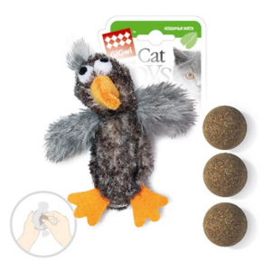 Gigwi Игрушка для кошек Утка со сменной кошачьей мятой 13см, серия REFILLABLE CATNIP