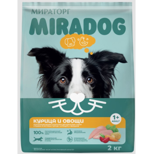 Мираторг Miradog сухой корм для собак взрослых средних и крупных пород, с курицей и овощами, 2кг