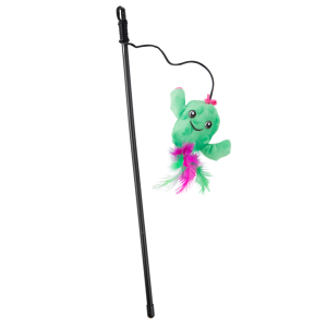 Игрушка-дразнилка Mr.Kranch для кошек Кактус плюшевая с кошачьей мятой и перышками зеленая 17 см