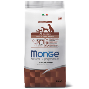 Cухой корм Monge Dog Speciality Line Puppy&Junior корм для щенков всех пород, из ягненка с рисом и картофелем