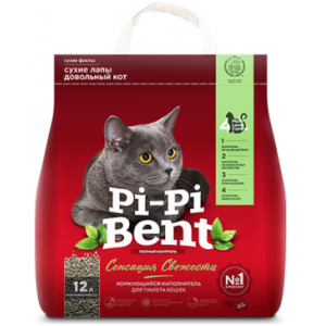 Pi-Pi-Bent Наполнитель для туалета комкующийся, сенсация свежести, 5 кг