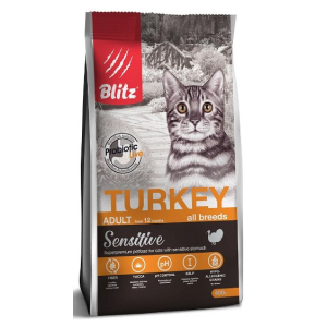BLITZ ADULT CATS TURKEY сухой корм для взрослых кошек с Индейкой, 0.4 кг