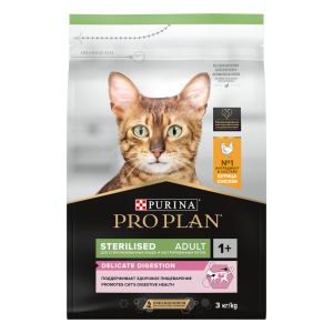 Purina Pro Plan Корм сухой для стерилизованных кошек (курица), 3кг