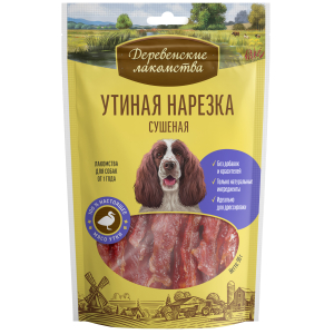 Деревенские лакомства Лакомства для собак (утиная нарезка сушеная), 90г
