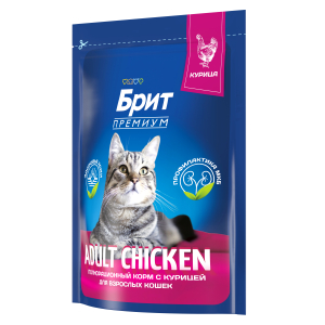 БРИТ Премиум  сухой корм ЭДАЛТ для кошек(курица),400гр