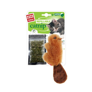 GiGwi игрушка для кошек БОБРЕНОК с кошачьей мятой, плюш, 16см