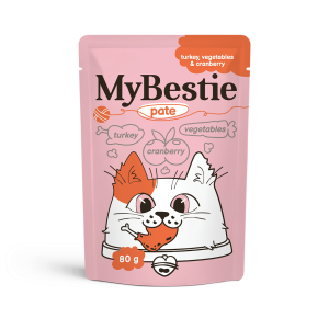 MyBestie влажный корм для кошек, паштет (индейка,овощи, клюква) 80гр