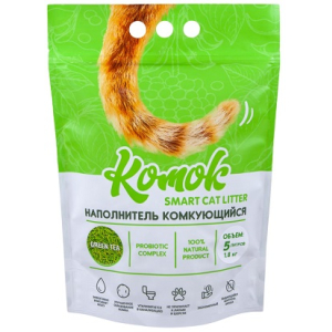 КОМОК Smart Cat Litter комкующийся соевый GREEN TEA 1,8кг (5л)