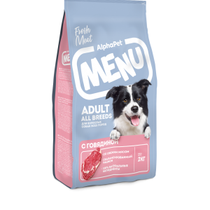 AlphaPet Menu сухой корм для взрослых собак всех пород, с говядиной,2кг