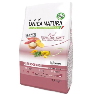 Unica Natura Unico Mini для миниатюрных и маленьких пород собак всех возрастов (Утка, рис и картофель), 800 гр