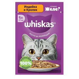 Whiskas влажный корм для кошек (желе индейка/кролик) 75г