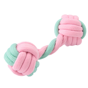 Игрушка Mr.Kranch для собак Гантель из каната 14*5 см розовая с голубым
