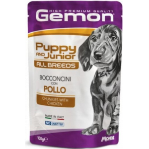 Gemon Dog PUPPY&J CHIC для щенков с кусочками цыпленка ,100гр