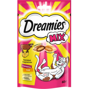 Dreamies Микс Лакомые подушечки для кошек (говядина, сыр), 60г