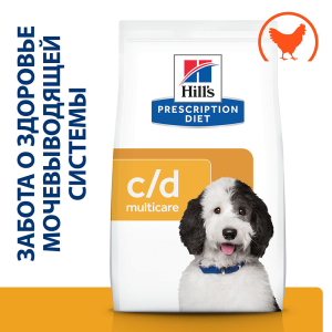 Hill's Prescription Diet Корм сухой диетический корм для собак, для профилактики мочекаменной болезни с курицей 1,5кг