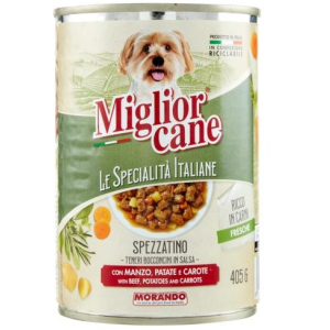Miglior cane Le Specialità Italiane для собак кусочки в соусе  говядина, картофель, морковь,405гр