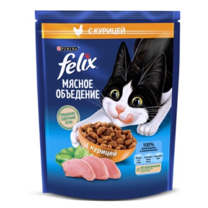 Феликс Мясное объедение сухой корм с курицей, 600г