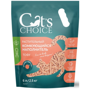 Наполнитель Cat's choice растительный комкующийся 6л (2,5кг) с ароматом "Персик"